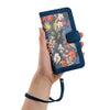 For Samsung Galaxy S22+ 5G Floral Pattern Leather Phone Case with Lanyard(Dark Blue)