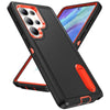 For Samsung Galaxy S25 Ultra 5G Rugged PC Hybrid Silicone Phone Case with Holder(Black+Orange)