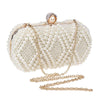 Women Fashion Banquet Party Pearl Handbag Single Shoulder Crossbody Bag (Beige)