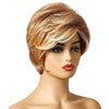 WIG-181 Ladies Short Curly Hair High Temperature Silk Wig Chemical Fiber Headgear(Brown+Gold Yellow)