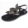 Peep Toe Jelly Butterfly Flip Flops Summer, Shoe Size:38(Black)