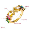 Copper 18K Micro Inlaid Zircon English Letter Ring Hip Hop Style Open Ring(O)