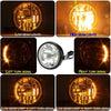 Motorcycle 7 Inch LED Headlamp Angel Ring Steering Function With Bracket(Shock Absorber Diameter 28-36mm)