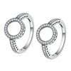 2 PCS Alloy Lucky Circle Diamond Halo Rings, Ring Size:7(White)