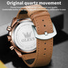 OLEVS 9957 Men Luminous Waterproof Leather Strap Quartz Watch(Blue)