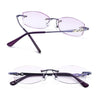 Women Rimless Rhinestone Trimmed Purple Presbyopic Glasses, +4.00D