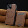 For iPhone 14 / 13 LC.IMEEKE L3 Series Detachable RFID Card Bag Magsafe Phone Case(Brown)