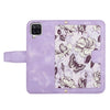 For Samsung Galaxy A12 5G Floral Pattern Leather Phone Case with Lanyard(Light Purple)