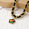 N2209-8 Black Flower Cloth Ladies Metal Temperament Necklace Clavicle Chain