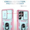For Samsung Galaxy S25 Ultra 5G Sliding Camshield TPU Hybrid PC Phone Case with Holder(Pink+Green)