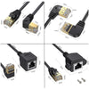 Right Bend 0.5m Cat 8 10G Transmission RJ45 Male To Female Computer Network Cable Extension Cable(Black)
