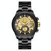 VAVA VOOM 2311G-JH2 Black Shell Steel Belt Men Waterproof Sports Luminous Calendar Casual Quartz Hollow Watch