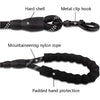 Reflective Dog Lead 200cm Long, 1.2cm Thick, Black - Strong, Padded Handle
