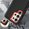 For Samsung Galaxy S25 Ultra 5G Rugged PC Hybrid Silicone Phone Case with Holder(Black+Orange)