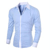 Casual Business Men Dress Long Sleeve Cotton Stylish Social Shirts, Size:L(Gray)