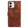 For iPhone 11 Lace Floral Embossed Magnetic Buckle Leather Phone Case(Brown)