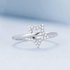 BSR450-8 S925 Sterling Silver White Gold Plated Hollow Star Ring Hand Decoration