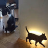 LED Light Control Sound Control Night Light Silhouette Light Shadow Light Cat Wall Light Black battery(Mother and child cat)