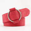 Casual Needleless Round Buckle Wide  PU Leather Belt for Women, Belt Length:103cm(Red)