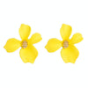 7 Pairs Women Fashion Flower Alloy Petal Earrings(Yellow)