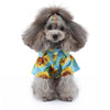 Dog Print Beach Shirt, Yellow & Blue, Large (L)