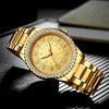 FNGEEN S777 Men Gold-Plated Diamond Zodiac Pattern Quartz Watch(Steel Belt)
