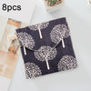 8pcs Cotton and Linen Sanitary Napkin Storage Bag Handy Clutch Bag(Black -bottomed White Tree)