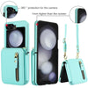 For Samsung Galaxy Z Flip5 Crossbody Zipper Dual Buckle Card Bag Folding Phone Case(Green)