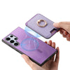 For Samsung Galaxy S23 Ultra 5G Retro Cross Leather Ring Vertical Insert Card Bag MagSafe Phone Case(Purple)