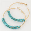 Women Hoop Earrings Ethnic Vintage Bead Boho Earrings Statement Jewelry(blue)