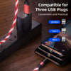 3 in 1 2.4A USB to 8 Pin + Micro USB + USB-C / Type-C 540 Degree Bendable Streamer Magnetic Data Cable, Cable Length: 1m (Blue)