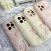 For iPhone 13 Pro Snake Embroidery Plush Silicone Phone Case(Bowknot And Pink)