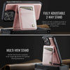 For iPhone 12 / 12 Pro AutSpace A12 MagSafe Magnetic RFID Card Bag Phone Case(Rose Gold)