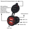 Universal Car Charger 2 Port Power Socket Power Dual USB Charger 5V 4.2A IP66 with Aperture(Red Light)