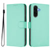 For Samsung Galaxy A56 5G Skin Feel Solid Color Leather Phone Case with Lanyard(Mint Green)