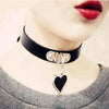 2 PCS Anime Rock Harajuku Punk Gothic Heart Shape Pendant Leather Choker Necklace, Random Color Delivery