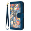 For Samsung Galaxy A56 5G Floral Pattern Leather Phone Case with Lanyard(Dark Blue)