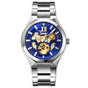 SKMEI 9258 Men Two-color Stainless Steel Strap Automatic Mechanical Watch(Silver Shell Blue Surface)