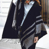 Autumn and Winter Ladies Hooded Warm Thick Tassel Cloak Shawl Scarf Dual-use, Width:65cm(Black)