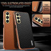 For Samsung Galaxy A26 5G AZNS Electroplated Edge Carbon Fiber Texture Phone Case(Brown)