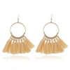 Tassel Earrings for Women Ethnic Big Drop Earrings Bohemia Fashion Jewelry Trendy Cotton Rope Fringe Long Dangle Earrings(Beige)
