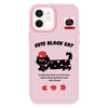 For iPhone 11 Skin Feeling Jelly TPU Hybrid PC Phone Case(Apple Black Cat Pink)