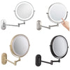 8 Inch Wall-Mounted Double-Sided Makeup Mirror LED Three-Tone Light Bathroom Mirror, Colour:USB Charging Black(Ten Times Magnification)