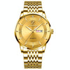 BINBOND B2077 30M Waterproof Quartz Luminous Watch Butterfly Buckle Men's Steel Belt Watch(Full-gold-Gold)
