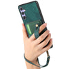 For Samsung Galaxy S25 5G Retro Cross Wristband Wallet Leather Back Phone Case(Green)