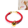 Red PU Leather Pet Collar with Bell, M (25-30cm), Cats & Small Dogs