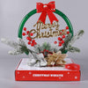Christmas Wreath Timing Lighting Lights Door Decorations Pine Needle Ornaments Showcase(Red Flower)