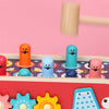 Baby Percussion Wooden Elephant Drag Cart Hitting Hamster Children Educational Toys(Red)