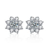 XEZ002 925 Silver Sun Flower Earrings Moissanite Diamond Personal Earrings(50 Points White Gold)