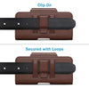 NUOKU 5.5-6.7 Inch Dual Phone Belt Clip Carrying Pouch Litchi Texture Leather Phone Case(Dark Brown)